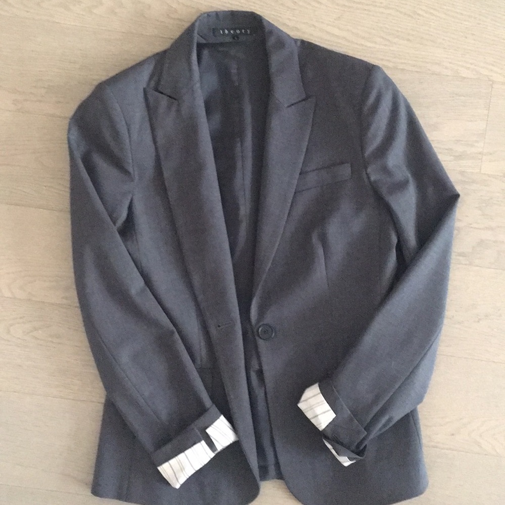 Grey Single Button Theory Blazer - image 1
